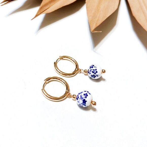 Boho dangle hoop earrings #812 - Picture 3 of 3